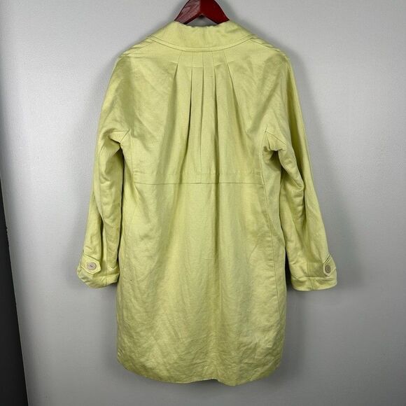 J. Jill Trench Jacket Green Womens Size Medium Linen Cotton Blend Lightweight - Picture 4 of 4